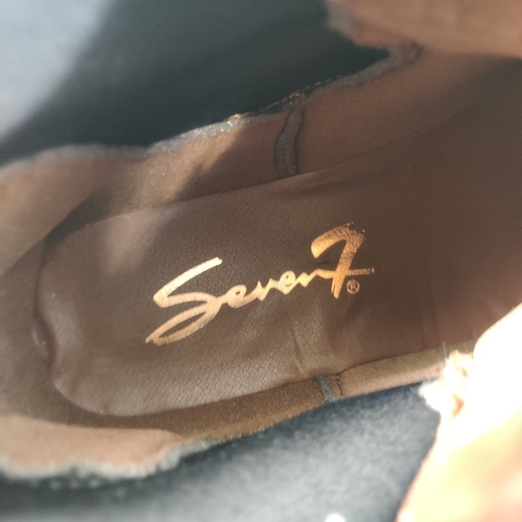 SEVEN7 Romanoff Waterproof Ankle Boot Faux‎ Suede Brown Studs Neoprene Lug Sole - Picture 13 of 16